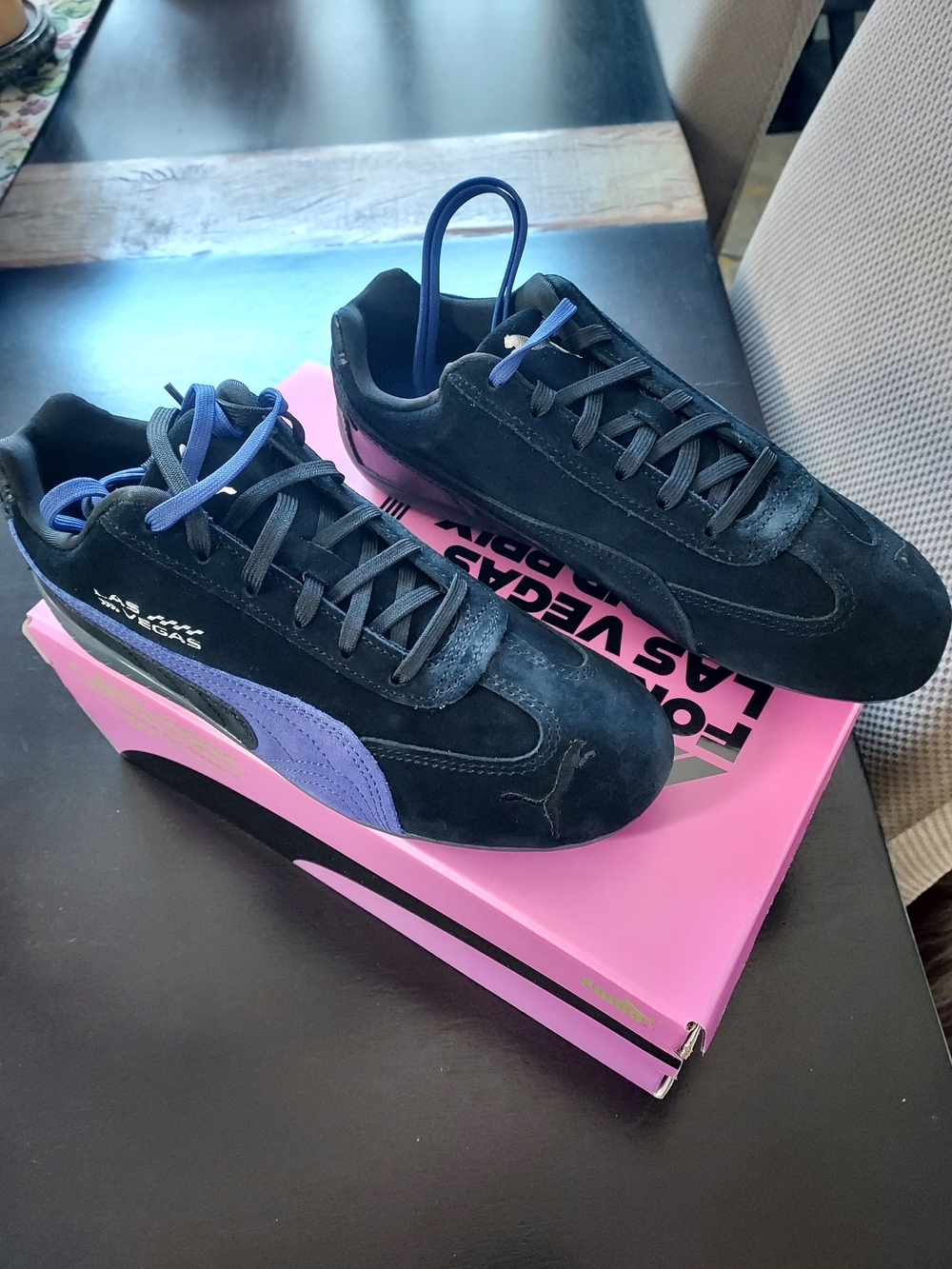 NIB Puma F1 Speedcat Black & Purple Suede, Mens 6.5 Womens 7.5-8
